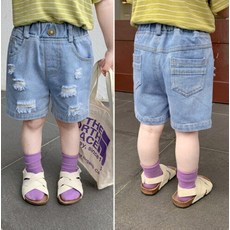 벨르팜므 아동 유아 여름 고무 데님 반바지