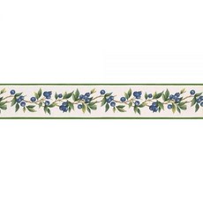 CONCORD WALLCOVER 오버INGS 벽지 테두리 베리 패턴 트리 브런치 잎 코티지 주방 다이닝 룸용 크림 그린 블루 4.6 x 10.8cm(15 4.25인치) KT, CONCORD WALLCOVER 오버INGS 벽지 테두