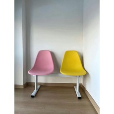 정류장 의자 플라스틱 대기용 공원벤치 야외 터미널 대기석 정류소 야외벤치 인테리어, 2인용 무광 핑크 옐로우 일반형