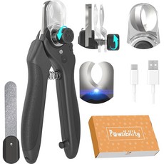 Pawsibility Pet 네일 클 PRO 2026 - u200B 퀵 비전 LED 라이트 | 2단 조절 가능한 전문가용 블레이드 안전 가드 고양이 소형 중형 및 대형견용 블랙, Black