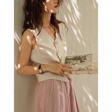 여름린넨조끼 루즈핏 브이넥 레이어드 마