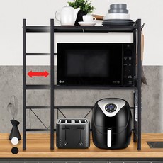 전자레인지선반 3단 밥통수납장 밥솥다이 오븐 렌지대, 블랙, 본상품선택