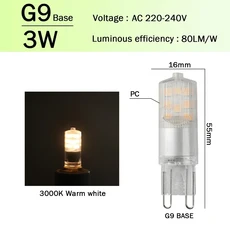 G9 LED 옥수수 전구 E14 AC 220V 2W 슈퍼 밝은 빛 비 스트로브 따뜻한 흰색 할로겐 램프를 대체 있습니다, 12 G9 3W 3000K, 05 2pcs