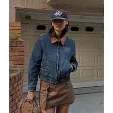 와키윌리 우먼스 카라배색 블루종 데님 자켓 블루 895468