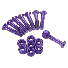 너트 8개 탄소강 스케이트 보드 트럭 나사 롱 교량 교체 네일 볼트 하드웨어 25.4mm/1, Purple 8pcs, Purple 8pcs