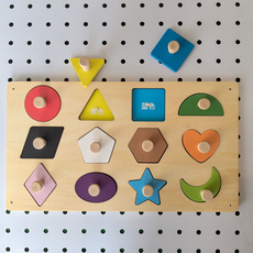 木製形狀配對拼圖 顏色形狀認知玩具, 幾何磁吸形狀配對板, 1個