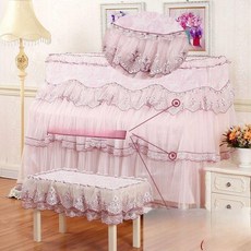 피아노 덮개 피아노의자 커버 베이직 베이지 메쉬 심플한, 확대 피아노커버+더블벤치커버, 1개, 다이아몬드 벨벳 3단 퍼플 풀커버