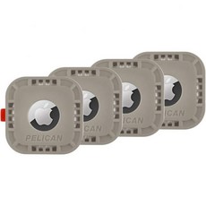 펠리컨 프로텍터 4팩 에어태그 홀더 - 3M 접착 스티커가 부착된 에어태그 케이스 - 견고한 충격 방지 에어태그 커버 - 여행용 러기지 바이크 카 리모컨에 숨겨진 에어태그 홀더, 마운트 그레이 4팩에 붙이기