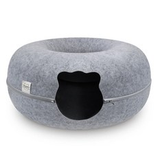 원 홀 터널숨숨하우스 숨숨집 캣하우스 고양이하우스 도넛 반려묘하우스 60cm 그레이L, 본상품