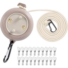 휴대용 여행용 빨랫줄 코드 조절 가능한 33피트 캠핑용 호텔 세탁 건조 로프 캠핑 뒷마당 야외실내 블랙, Gray