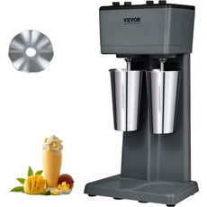 VEVOR 밀크셰이크 메이커 150W 싱글 헤드 밀크셰이크 머신 높이 조절이 가능한 듀얼 속도 조절 음료 믹서 블렌더 820ml 스테인리스 스틸 컵 가정 주방 바 음료 매장용, Double Heads