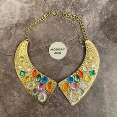 MONDAY ZOO N02美式重工款復古彩鑽頸鏈, 1個