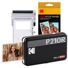 코닥 미니 2 레트로 P210R+카트리지 38매 번들 휴대용 포토프린터, P210R(블랙)30매