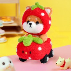치프몰 양모펠트 DIY 패키지 세트, 530_딸기 카트 시바견, 1개