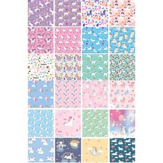 트윈은 유니콘 동물 색종이 파스텔 무늬 만들기 종이접기 학습 24패턴 100장, 2팩, 24개