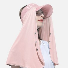 모자 햇빛가리개 선숄 롱타입, 핑크