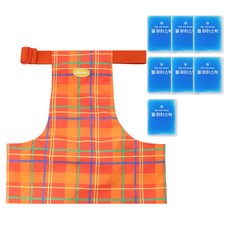 유앤펫 강아지 체크 아이스팩 포켓 여름 쿨조끼 중형견 대형견, 오렌지체크(아이스팩7개), 1개