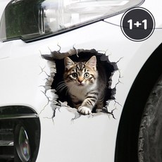 팬시코어 귀여운 방수 고양이 스티커 스크래치 흠집 가림 커버 화려한 장식 데칼, 2개, 워킹 고양이(18x17)