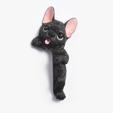 可愛狗法鬥開關裝飾墻貼保護套 現代簡約樹脂動物3D立體插座貼, 黑色右立法鬥