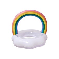 O 寶貝動物造型泳圈 充氣游泳圈 兒童成人游泳圈 海灘泳池玩水必備, 1個, 亮片彩虹坐圈