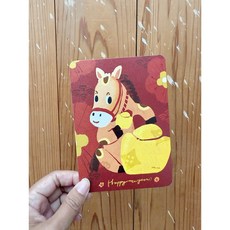 簡v的畫盒 熱門款好運馬來財寶到賀年明信片2入組，馬年新年祝福，傳遞溫馨心意, 1個, 明信片本人（2入）