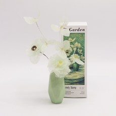 종이꽃 조화 도자기 화병 세트 - 수제 페이퍼코튼 꽃꽂이 거실 인테리어 테이블 센터피스 집들이 생일 개업 선물 추천 보헤미안 감성 플라워 스타일링 1개 그린, 녹색