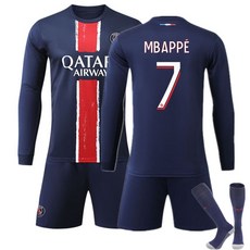 (긴팔출시) 24/25 PSG 단체티셔츠 축구복 홈 유니폼 이강인 레플리카, 2425 파리 홈 No. 7 양말, 어린이용 사이즈 28