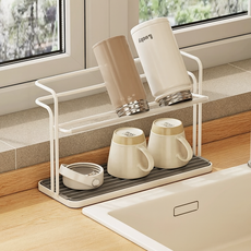 리빙쉘 프리미엄 스텐 컵거치대 2단 컵걸이, 1개, 화이트