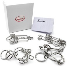 Zooshine 4PCS 어드밴스드 메탈 브레인 티저 파티 게임 부모-자녀 사무실 장난감 성인을 위한 선물에 대한 더 높은 수준의 도전 과제 해결, 분리 퍼즐 지능 개발 입체 Zooshine 4PCS 어