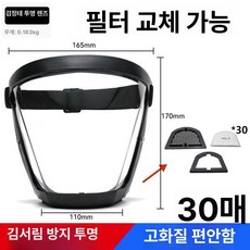 농약 산업용 분진 필터 작업용 냄새차단 보호구 공사장, 1개, 초투명 블랙 투명 필터 30장