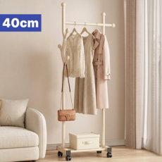 쓰러지지 않는 튼튼한 이동식 미니 틈새 행거 원룸용 롱패딩걸이 스탠드 옷걸이, 크림화이트
