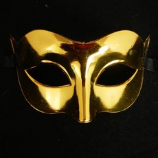 肥婆奶奶 半臉面具 素色面具 化粧舞會 萬聖節面具 cosplay 青蜂俠面具 陳真面具 王子面具 素面眼罩, 1個, 綁帶式金色