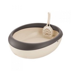 日本 Richell 利其爾 拉普蕾蛋型貓砂盆 M號, 摩登灰, 1個