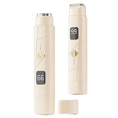 SmartGo 2in1 더블헤드 LED 제모기 여성 브라질리언 제모기 전기면도기 모근제거기 비키니라인 Y존 면도기, 아이보리