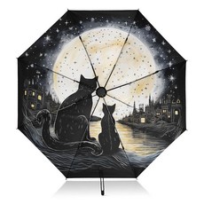 자동 접이식 우산 방풍 강력함 자외선 차단 컴팩트 블랙 캣 햇빛 비 여행 여성 남성용 Cats I14284 단일 사이즈 MNSRUU 140030 8913532502, Cat I0685 MNSRUU 140030 89135