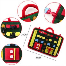 懞氏兒童忙碌板幼稚園早教教具材料豪華版，幼兒嬰兒手眼協調益智玩具蒙特梭利布書, 普通版忙碌板