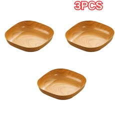1/3/5개입 나무결 무늬 사각 접시 디저트 애피타이저 주방 파티용 내구성 있는 깨지지 트레이, 02 3pcs A
