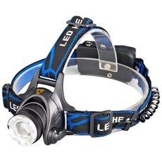 L2變焦強光頭燈、露營戶外充電型頭燈工作燈、夜衝夜釣運動頭頂燈, 黑色, 1個