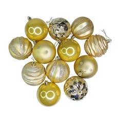 摩達客耶誕-80mm彩繪電鍍球12入吊飾組-聖誕樹裝飾掛飾(四色可選), 金色, 1個