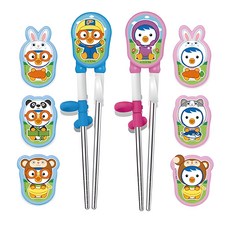 Edison 動物不銹鋼筷子右手步驟 1 Pororo + Patty 2 件套, 混色, 1組