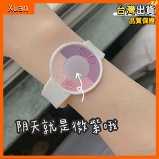 卡通PVC軟膠紫外線感光變色手環 UV紫外線強度手腕帶, 藍色原套餐, 1個