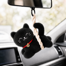 후즈하우스 액막이 명태 마네키네코 복고양이 고양이 인형키링 차량용 열쇠고리 가방고리, 블랙, 1개, 110mm 블랙, 1개, 110mm