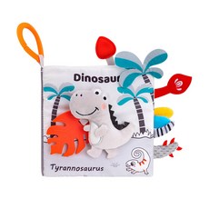 雪倫小舖 撕不破布書 動物英文單字學習書 寶寶黑白布書 啟蒙早教認知書 尾巴布書, 恐龍款-F, 1個