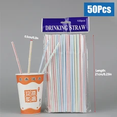 쿠쿠스토어 50-3000PCS 우유 차 바 파티 Rietjes 마시는 웨딩 주방 해변 음료 빨대에 대한 검은 다채로운, 03 stripe-50Pcs