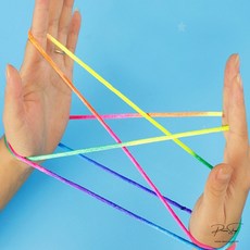 프라임샵 옛날 게임 레트로 무지개 컬러 실뜨기 놀이 실 칼라끈, 1개, 14세