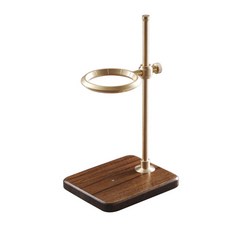 zeroHero 日式錘紋分享壺 400ml 高硼矽耐熱玻璃 胡桃木手柄 手沖咖啡壺, 支架2.0金色, 1個