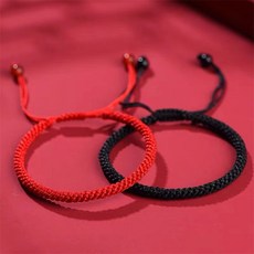 手工編織紅繩手鏈 簡約男女情侶飾品 虎年本命年禮物, 紅色款, 1個