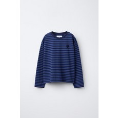 [국내배송] 자라 ZARA 스트라이프 하트 자수 티셔츠 - 블루 937945