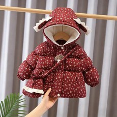 女寶寶冬裝加絨加厚棉服外套 嬰兒小女孩洋氣時髦冬季棉襖
