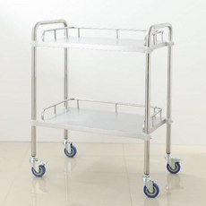 병원 드레싱 카트 선반 트롤리 미용실 스틸 운반, A. 2단 서랍 없음 블루 브레이크 휠, 45x35x86cm